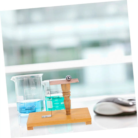 Newtonian Mechanics Pendulum Demonstrator For Classroom Experiments with wooden base and metal pendulum in laboratory setting.
