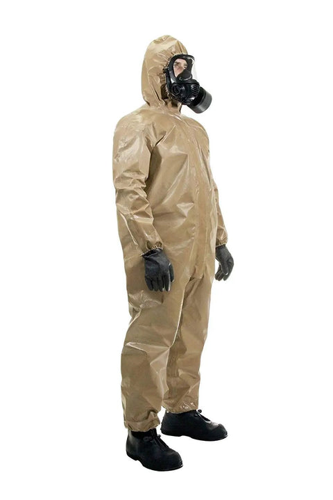 Hazmat Grade Disposable Coverall With Hood And Elastic Cuffs Size Small Medium for emergency responders, hospitals, chemical plants.