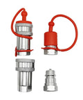Unlock The Full Potential With These Two Sets Of Heavy Duty Hydraulic Quick Connect Couplers Covering 1/4 3/8 And 1/2 Inch Npt Sizes With Dust Safety Caps To Keep Debris Out Secure And Stable Fits For Pump Tractor Systems Easy Snap Install Saves Cash For. chrome hydraulic quick connect couplers with red dust caps