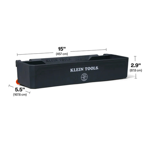 Heavy Duty Tray Module Rail System Attachment With 25-Pound Load Rating For Weather-Resistant Catch All Storage On Man Lifts Scissor Lifts And Elevated Work Platforms.