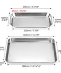 Dimensions of Stainless Steel Tool Organizer Trays Set With One Large Flat-Bottom Tray And Three Small Rust-Resistant Service Trays