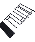 Heavy Duty Metal 3D Printer Filament Rack 7 Tier Holds 84 Spools components shown, including black steel frames and rods for assembly.