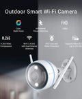 Outdoor WiFi Security Camera With 1080P Color Night Vision And Smart Spotlight IP67 Weatherproof AI Powered Person Detection