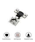 Two Pack One Half Inch Overlay Soft Close Kitchen Cabinet Hinges In Stainless Steel With Adjustable Mechanism And Satin Nickel Finish