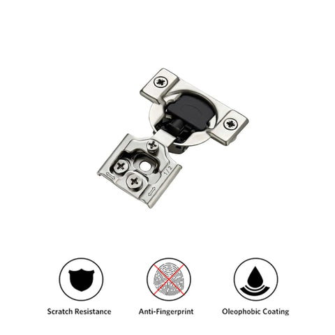 Two Pack One Half Inch Overlay Soft Close Kitchen Cabinet Hinges In Stainless Steel With Adjustable Mechanism And Satin Nickel Finish
