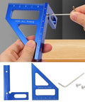 Heavy Duty Slick Aluminum 3D T Shape Measuring Ruler With Dead Nuts Exact 45 And 90 Degree Protractor For Quick Carpentry And Wall Layouts In Standard Imperial in use for precise measuring.