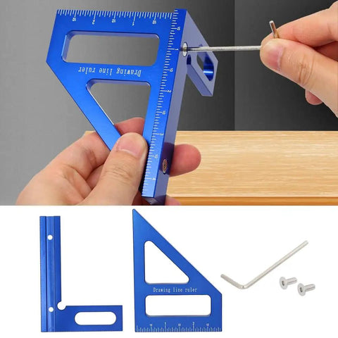 Heavy Duty Slick Aluminum 3D T Shape Measuring Ruler With Dead Nuts Exact 45 And 90 Degree Protractor For Quick Carpentry And Wall Layouts In Standard Imperial in use for precise measuring.
