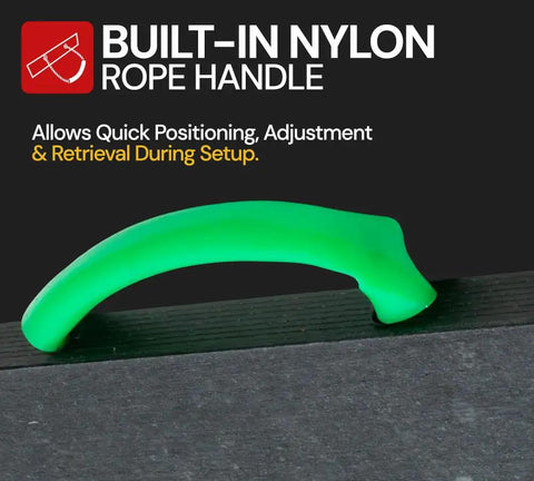 Close-up of the built-in nylon rope handle on the 2 Pack Heavy Duty 18x18x1 Stabilizer Pads for easy setup.