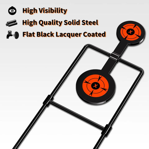 Auto Reset Double Spinner Target Set For Centerfire Handguns Up To 44 Magnum Three Eighths Inch Thick Solid Steel Black Coated