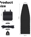 Heavy Duty Replacement Mesh With Rope Kits For Hanging Lounge Chair Curved Chaise Outdoor Patio Waterproof Black With Storage Bag And 350 Lbs Capacity with dimensions and components shown.