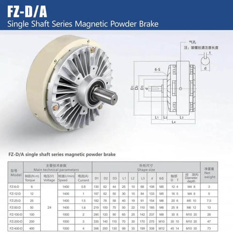 Pro Grade 1000RPM Hollow Shaft Magnetic Powder Brake Kit, 24V Tension Controller For Printing And Dyeing Machines, Precise Torque Range 6-100Nm