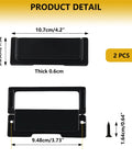 Product detail Two Pack Flat Pull Handles 3 Inch Recessed Cabinet Pulls Flush Mount Black with screws dimensions shown