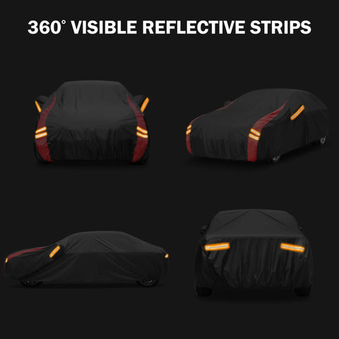 All Weather Waterproof Car Cover For Trucks And SUVs Heavy Duty Outdoor Protector with Reflective Strips for Safety