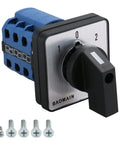 Heavy Duty 3-Position Changeover Switch For Motor Reversing And Generator Transfer, 12 Terminal On-Off-On 20A 660V