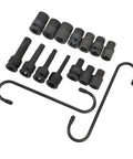 Top Tier Torvex 15 Piece Caliper Socket Set For German Cars Impact Brake Removal Tool Kit Essential Gear For Pro Mechanics And DIY Car Fixers, black steel sockets and hooks