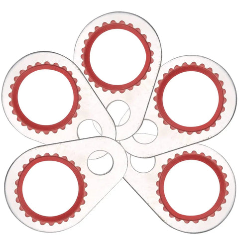 Red and clear washer from AC System Compressor Gasket Seal Kit 60 Piece Port Seal Washer Set For Air Conditioning Repair High And Low Pressure
