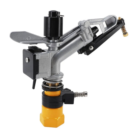 360 Degree Auto Rotating Irrigation Sprayer For Lawn And Garden, 1 Inch FNPT, aluminum sprinkler head close-up