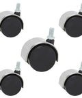 Heavy Duty Replacement Office Chair Casters Set Of 5 Swivel Wheels With 2 Inch Diameter And 10X16MM Stem shown from different angles.