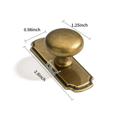 Top Shelf Vintage Aged Antique Brass Cabinet Knobs And Backplates Two Pack With 1.25 Inch Centers For Kitchen Or Bathroom Reno Solid Zinc Alloy Hardware