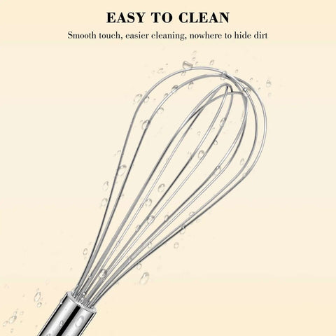 Go-To Stainless Steel Balloon Whisk Set In 8 Inch, 10 Inch, And 12 Inch Sizes - Rust-Resistant Kitchen Tool Easy to Clean