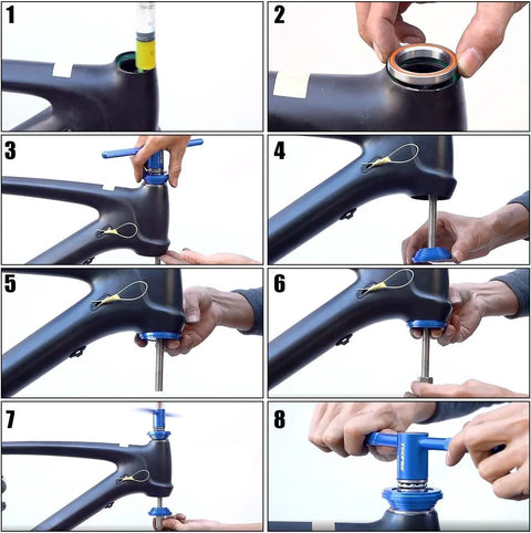 LYIYEYAN bike headset press tool, blue metal, universal headset cup press for bicycle repair