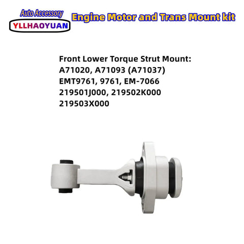 Silent Ride Upgrade Rock Solid Bulletproof Vibration Swap Engine Motor Transmission Mount Set Direct Bolt On Replacement for 2011 2017 Hyundai Kia 1.6 1.8 2.0 Liter Automatic Models, gray front lower torque strut mount.