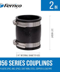 Two Inch Flexible PVC Pipe Coupling For Cast Iron And Plastic Plumbing Connections Two Pack Leak Proof Built To Last Elastomeric PVC