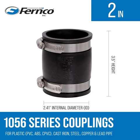 Two Inch Flexible PVC Pipe Coupling For Cast Iron And Plastic Plumbing Connections Two Pack Leak Proof Built To Last Elastomeric PVC