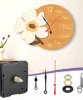 Quartz Clock Movement Replacement Kit Battery Operated Mechanism with Short Shaft and 50mm Spade Hands displayed with DIY wall clock.