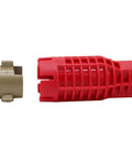 Red handle part of Do It All Faucet And Sink Installer Tool 8 In One Basin Wrench with detachable component for plumbing use