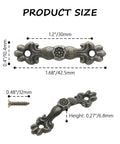 24 Pcs Vintage 1.68 Inch Drawer Pulls in Bronze Finish Zinc Alloy Cabinet Handles, size details with included screws, 1.2 inch mounting