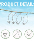 Sixty Piece Top Notch Drop Ceiling Hook Clip Set Crafted From Dang Sturdy Spring Steel For Indoor And Outdoor Crafting Projects hanging on a rope.