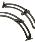 Two Piece Lid Support Hinge Set For Cabinets And Wooden Jewelry Boxes With Curved Rods And Eight Screws Left And Right Pair