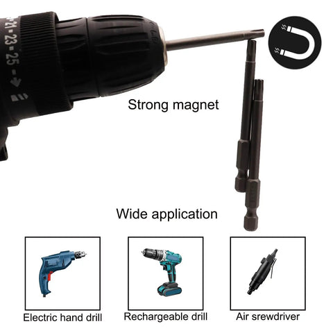 Ten Piece Magnetic Torx Driver Bits Set 75mm Long 3 Inch 1/4 Inch Hex Shank Security Tamper Proof Torx Bits T10 T15 T20 T25 T30 S2 Steel Construction Magnetic Storage Pro Grade Mechanic Kit
