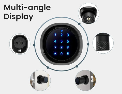 Multi-angle view of Biometric Fingerprint Door Knob with Keypad Lock and Large Sensor No Keys Needed Keyless Entry Handle 0.2s Unlock