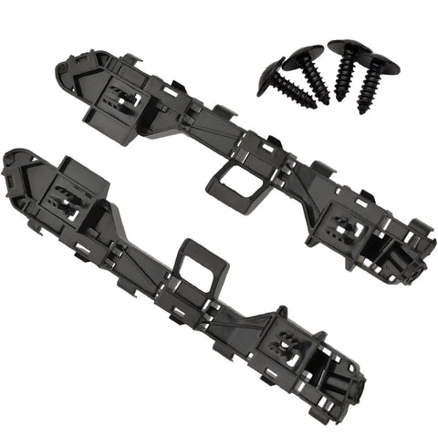 Front bumper brackets pair for Honda Accord 2013-2017; black plastic with mounting clips and four screws.