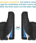 Water Softener Cover With Split Zipper And UV Shield Outdoor Brine Tank Cover Waterproof All Weather Protection, dual view.