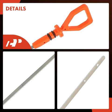 Honda Civic 1.7L 4 Cylinder Engine Dipstick Stainless Steel Oil Dipstick Measuring Rod For Accurate Oil Checks Fits 2001 2002 2003 2004 2005 1.7L L4 Engine Easy Read Replacement with orange handle, detailed view