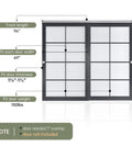 Diagram of Eight Foot Bypass Double Sliding Pocket Door Hardware Kit For Two Door System With Aluminum Track dimensions.