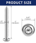 #14 X 2 Inch Stainless Steel Button Head Torx Sheet Metal Screws 304 Grade showing dimensions and design details.
