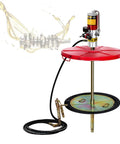 Heavy Duty Air Operated Grease Pump For 55 Gallon Drum With 16ft Tubing, featuring aluminum pump head and attachment for industrial use.