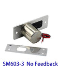 Heavy Duty Drop Bolt Lock And Solenoid Deadbolt With DC12V Power In Fail Safe Mode, compact zinc alloy with electroplated finish.