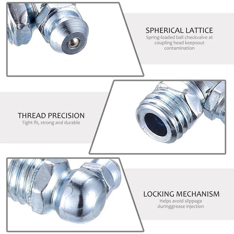YOUYIDUN 90-piece metric grease fittings kit; chrome zerk fittings, M6/M8/M10, straight & angled