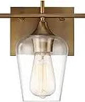 Octave Bohemian Clear Glass Bathroom Vanity Wall Light Three Light Fixture In Warm Brass Finish With Dimmable 120 Volt Bulbs