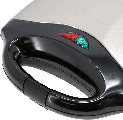 Dude, this killer Compact 750W Electric Nonstick Sandwich Maker And Panini Press Grill handle with indicator lights.