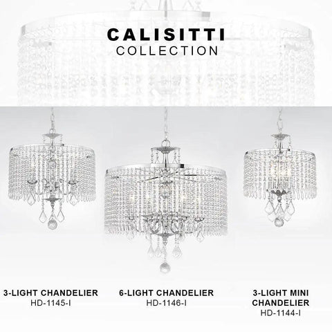 Three Light Polished Chrome Chandelier with K9 Crystal Dangles, Hardwired Ceiling Pendant, 72 Inch Chain and 96 Inch Wire
