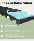 Cross-section of Rear Tine Tiller Drive Belt Replacement For Earthquake Versa Tiller showcasing thickened rubber and aramid core.