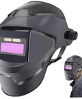 Solar Powered Auto Darkening Welding Helmet With LCD Lens, lightweight PP welder mask, front view with adjustable fit