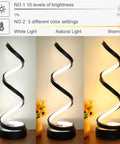Dope 12W LED Table Lamp With Dimmable Spiral Design And 3 Color Modes Bedside Desk Light For Bedroom Living Room Office