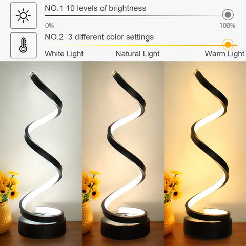 Dope 12W LED Table Lamp With Dimmable Spiral Design And 3 Color Modes Bedside Desk Light For Bedroom Living Room Office